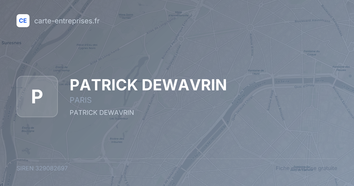 PATRICK DEWAVRIN — 329082697 — fiche entreprise