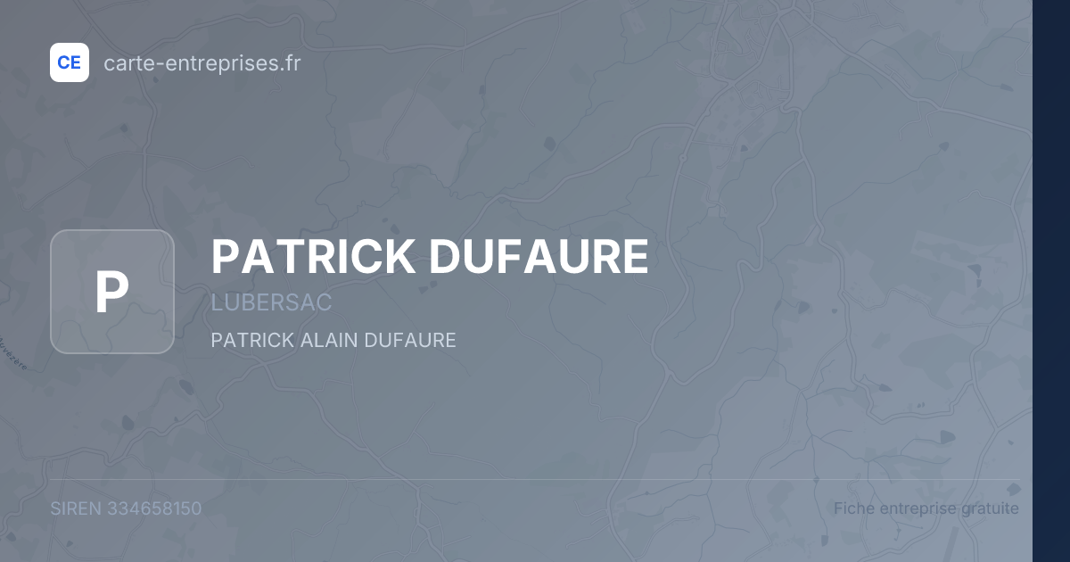 PATRICK DUFAURE — 334658150 — fiche entreprise