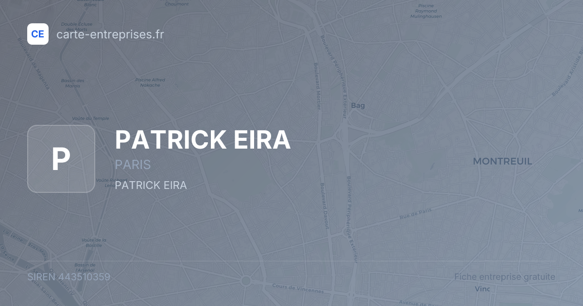 PATRICK EIRA — 443510359 — fiche entreprise