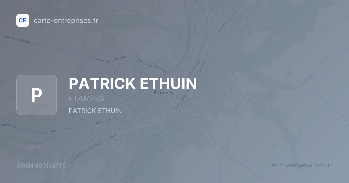 PATRICK ETHUIN — 400164786 — fiche entreprise