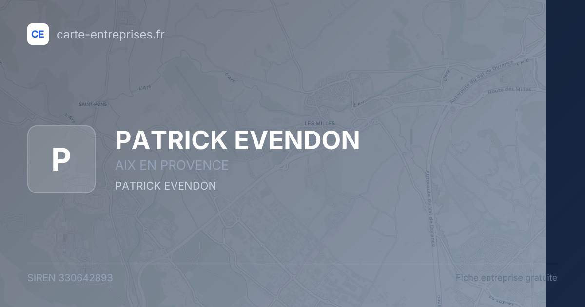 PATRICK EVENDON — 330642893 — fiche entreprise