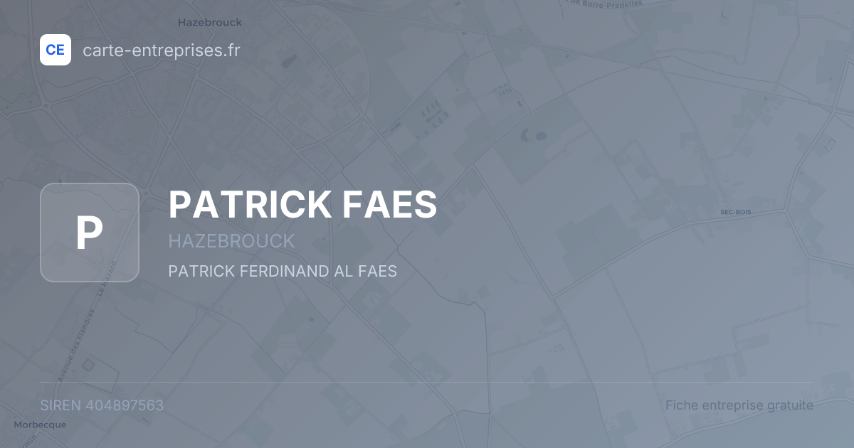 PATRICK FAES — 404897563 — fiche entreprise
