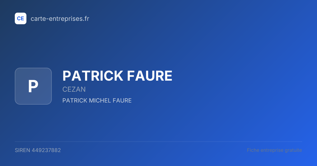 PATRICK FAURE — 449237882 — fiche entreprise