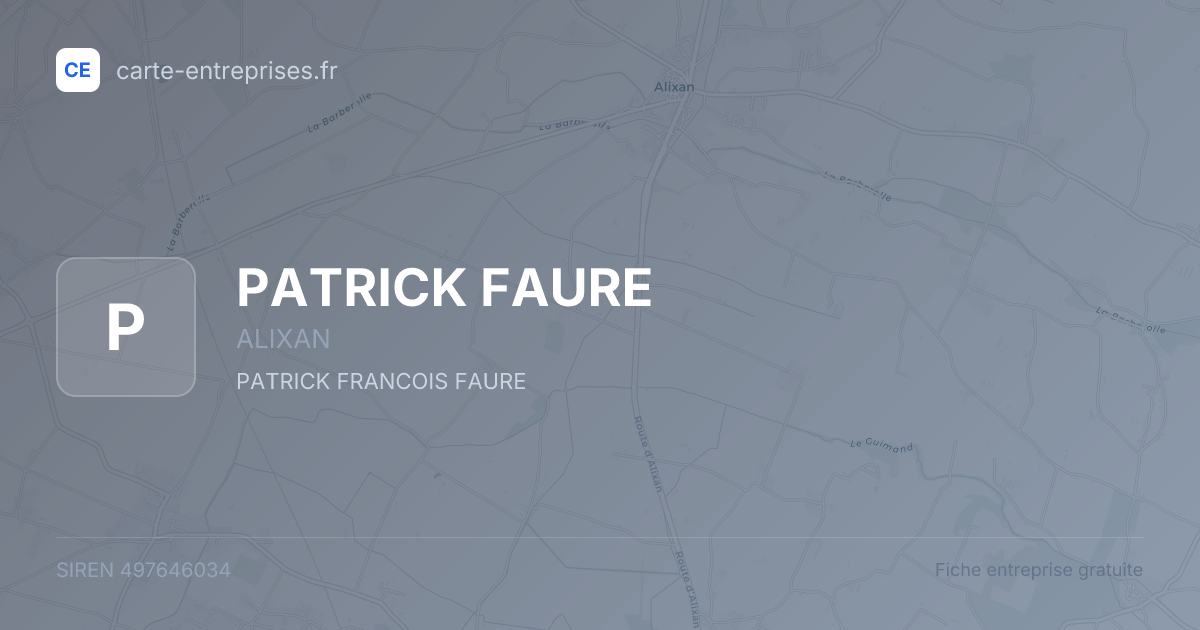 PATRICK FAURE — 497646034 — fiche entreprise