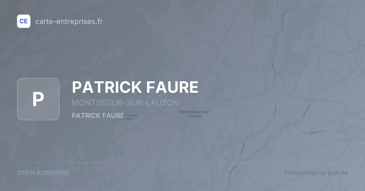PATRICK FAURE — 839966892 — fiche entreprise