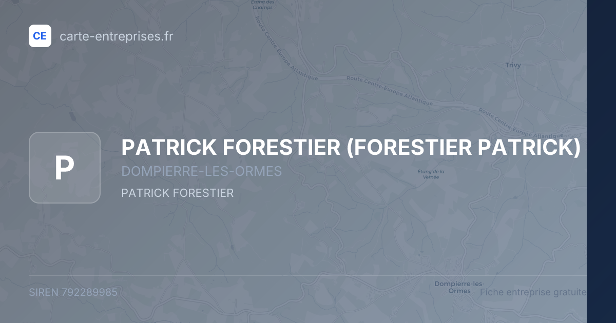 PATRICK FORESTIER (FORESTIER PATRICK) — 792289985 — fiche entreprise