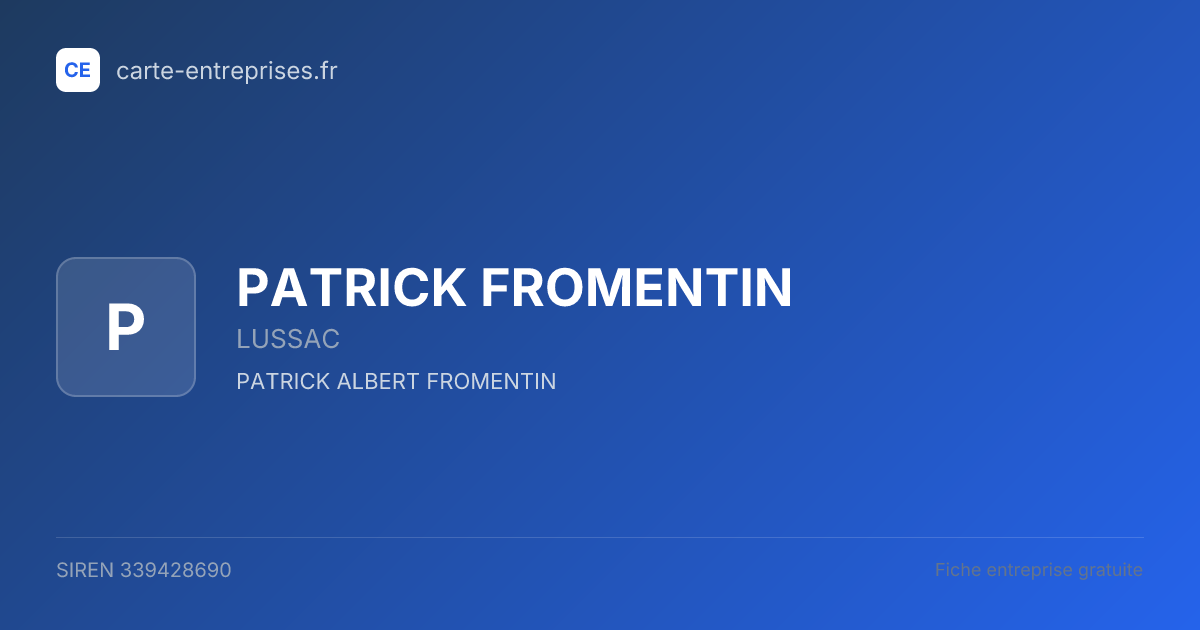 PATRICK FROMENTIN — 339428690 — fiche entreprise
