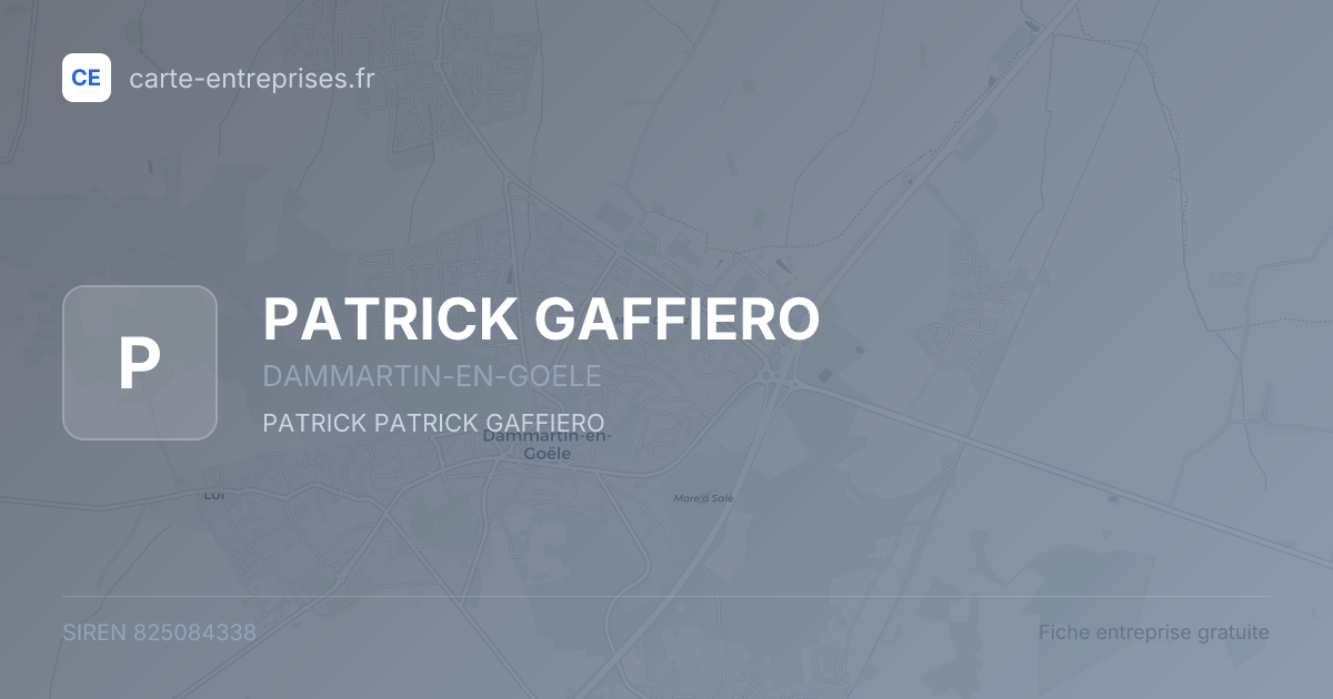 PATRICK GAFFIERO — 825084338 — fiche entreprise