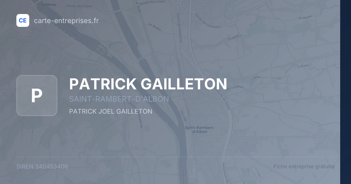 PATRICK GAILLETON — 340453406 — fiche entreprise