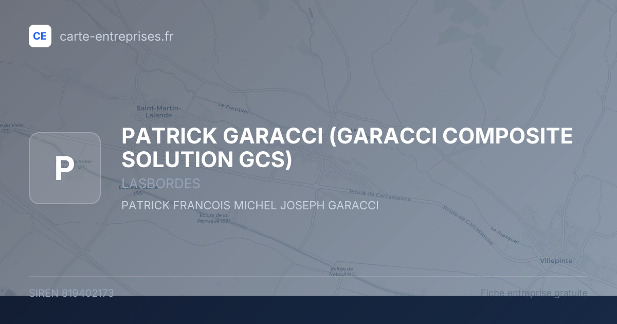 PATRICK GARACCI (GARACCI COMPOSITE SOLUTION GCS) — 819402173 — fiche entreprise
