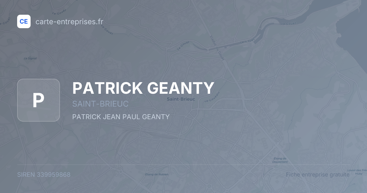 PATRICK GEANTY — 339959868 — fiche entreprise
