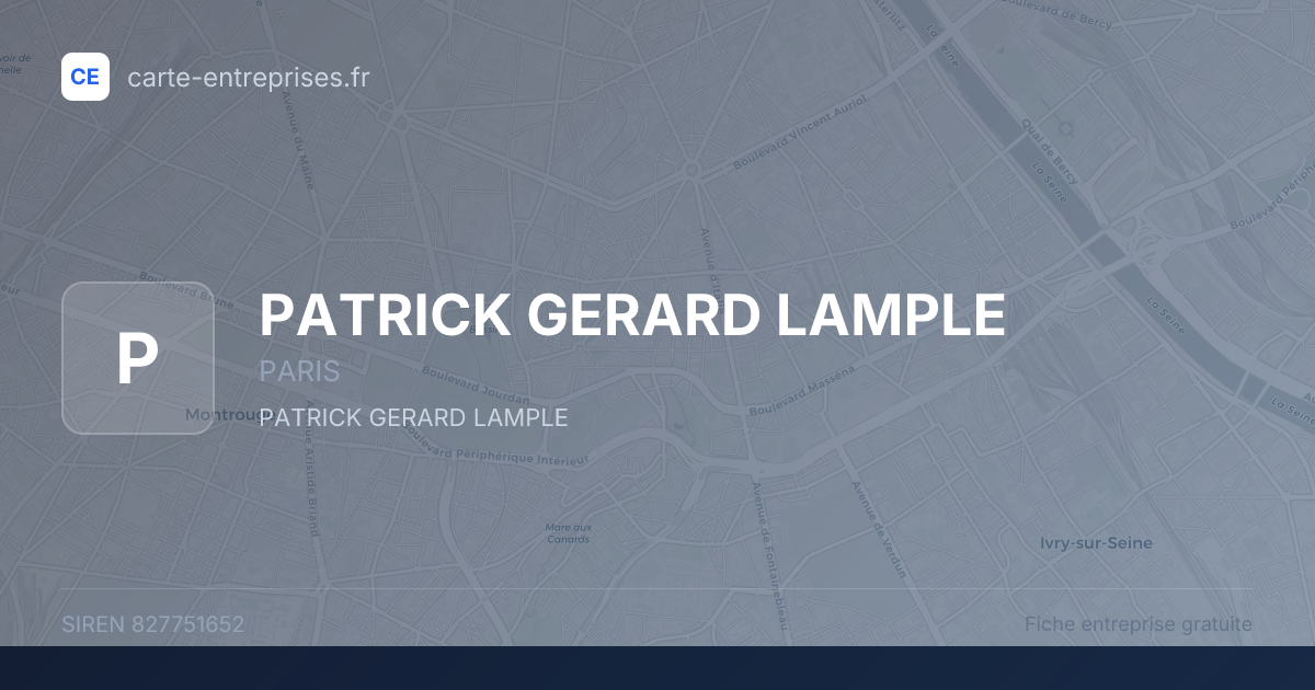 PATRICK GERARD LAMPLE — 827751652 — fiche entreprise