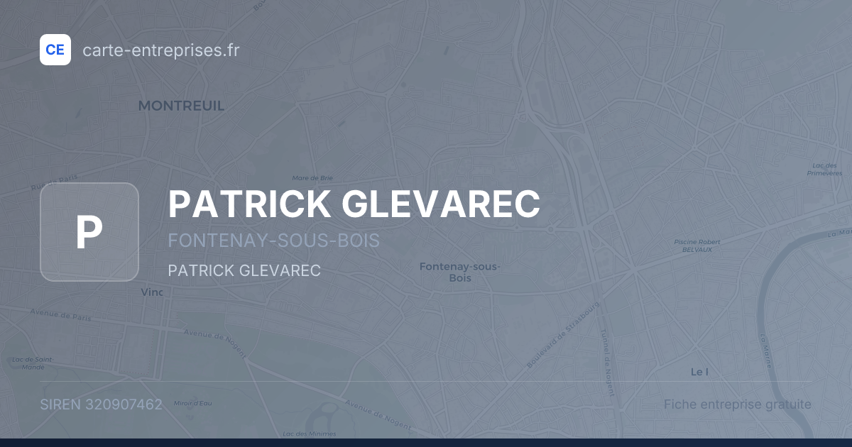 PATRICK GLEVAREC — 320907462 — fiche entreprise