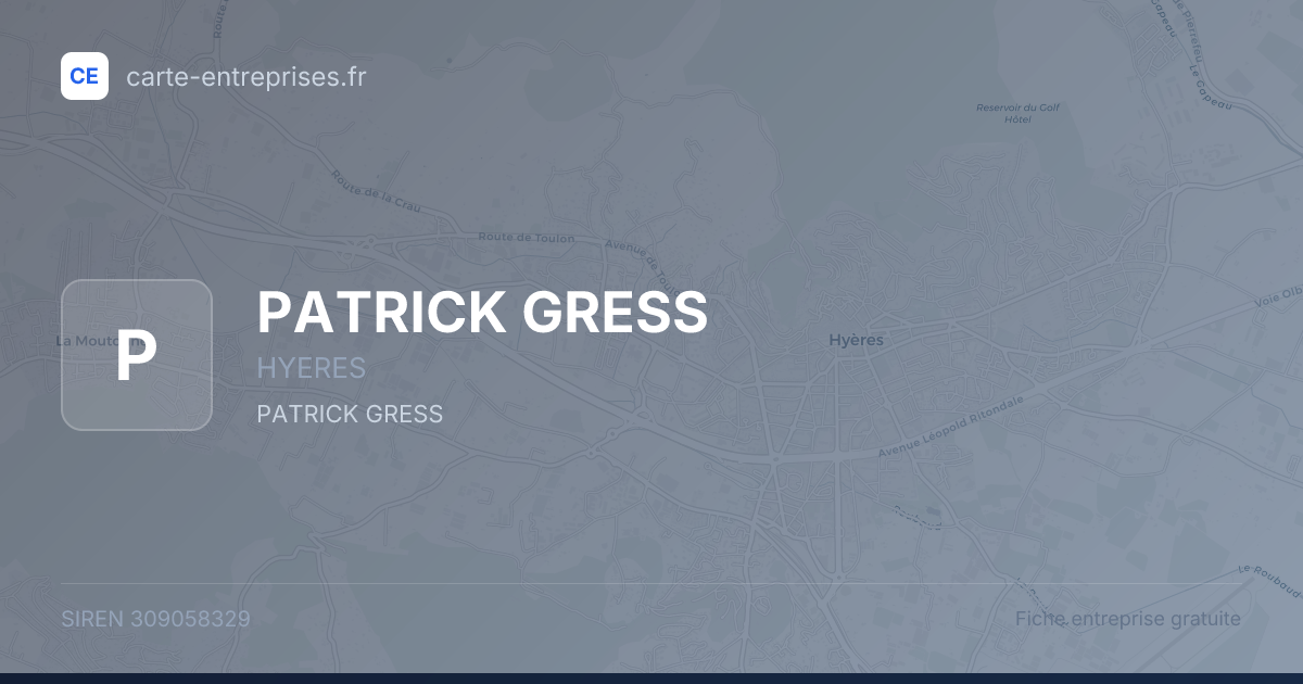 PATRICK GRESS — 309058329 — fiche entreprise