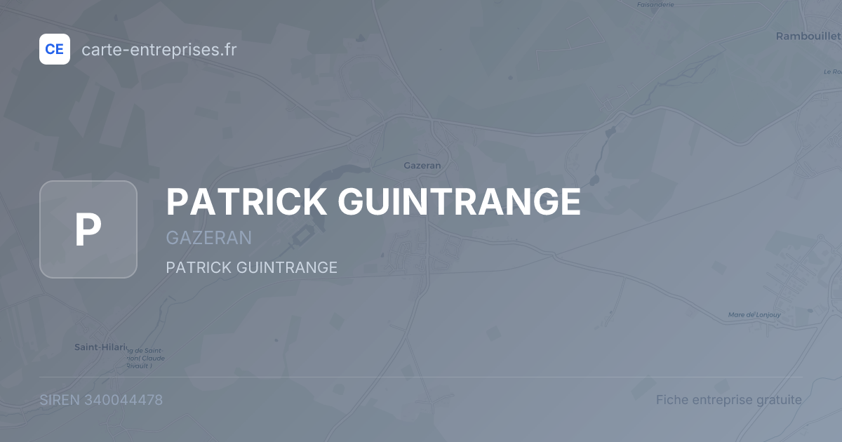 PATRICK GUINTRANGE — 340044478 — fiche entreprise