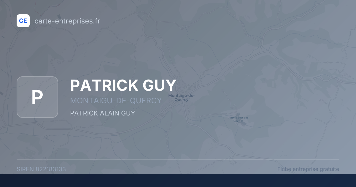PATRICK GUY — 822183133 — fiche entreprise