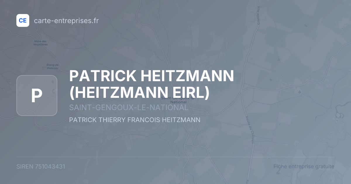 PATRICK HEITZMANN (HEITZMANN EIRL) — 751043431 — fiche entreprise