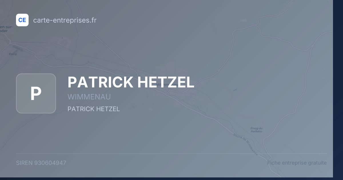 PATRICK HETZEL — 930604947 — fiche entreprise