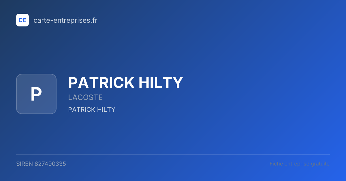PATRICK HILTY — 827490335 — fiche entreprise