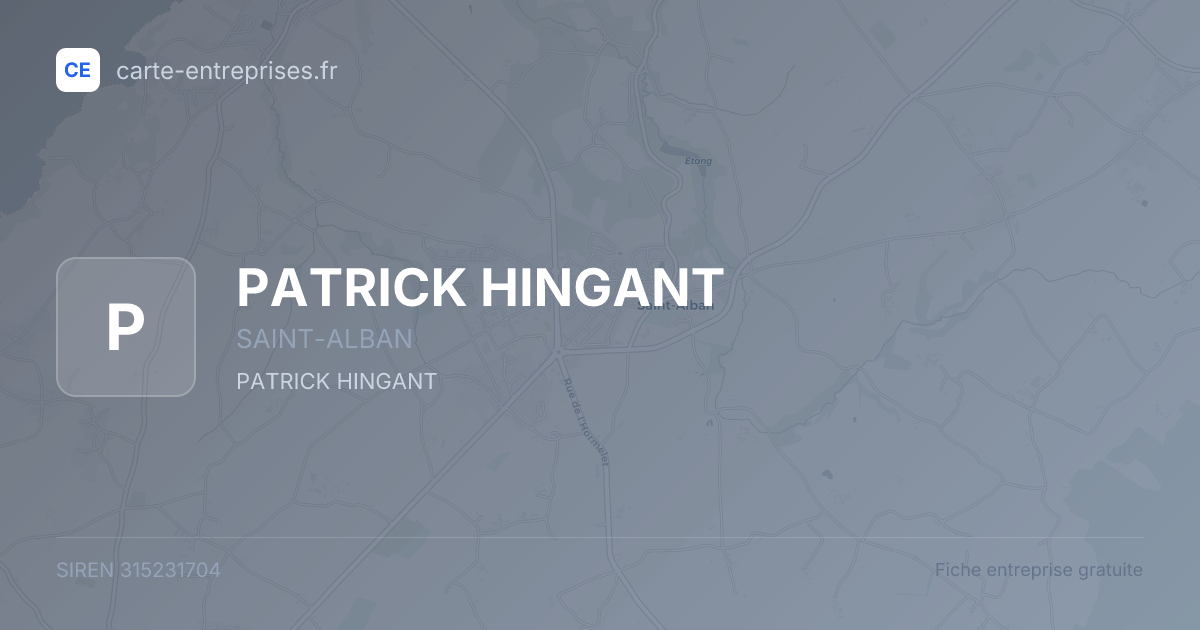 PATRICK HINGANT — 315231704 — fiche entreprise