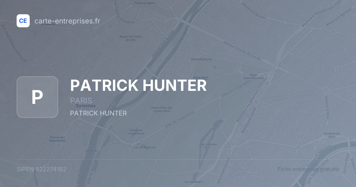 PATRICK HUNTER — 522274182 — fiche entreprise
