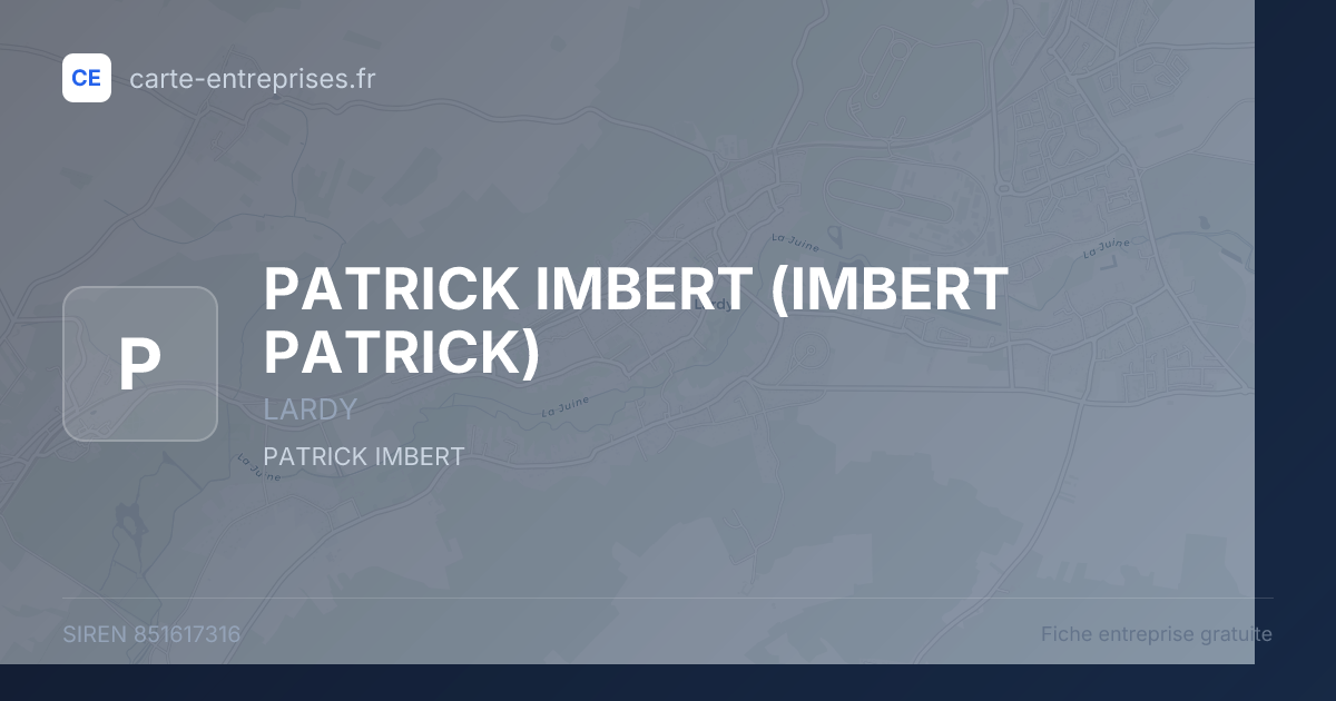 PATRICK IMBERT (IMBERT PATRICK) — 851617316 — fiche entreprise