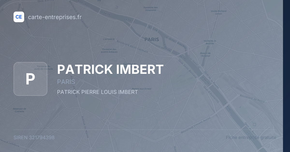 PATRICK IMBERT — 321794398 — fiche entreprise