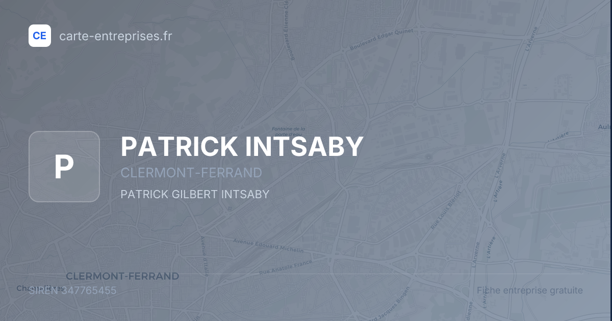 PATRICK INTSABY — 347765455 — fiche entreprise
