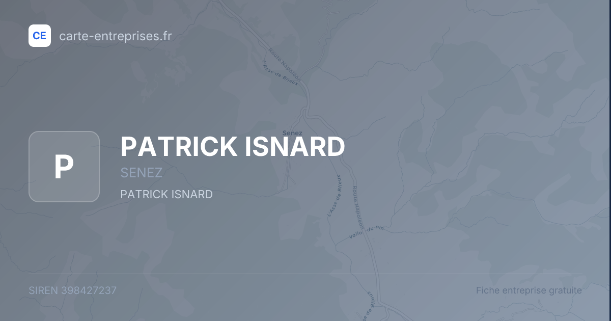 PATRICK ISNARD — 398427237 — fiche entreprise