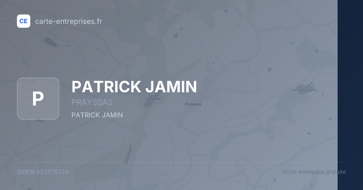 PATRICK JAMIN — 533576724 — fiche entreprise