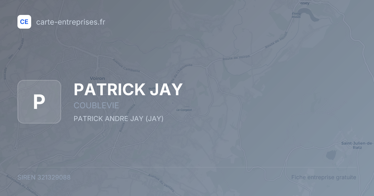 PATRICK JAY — 321329088 — fiche entreprise