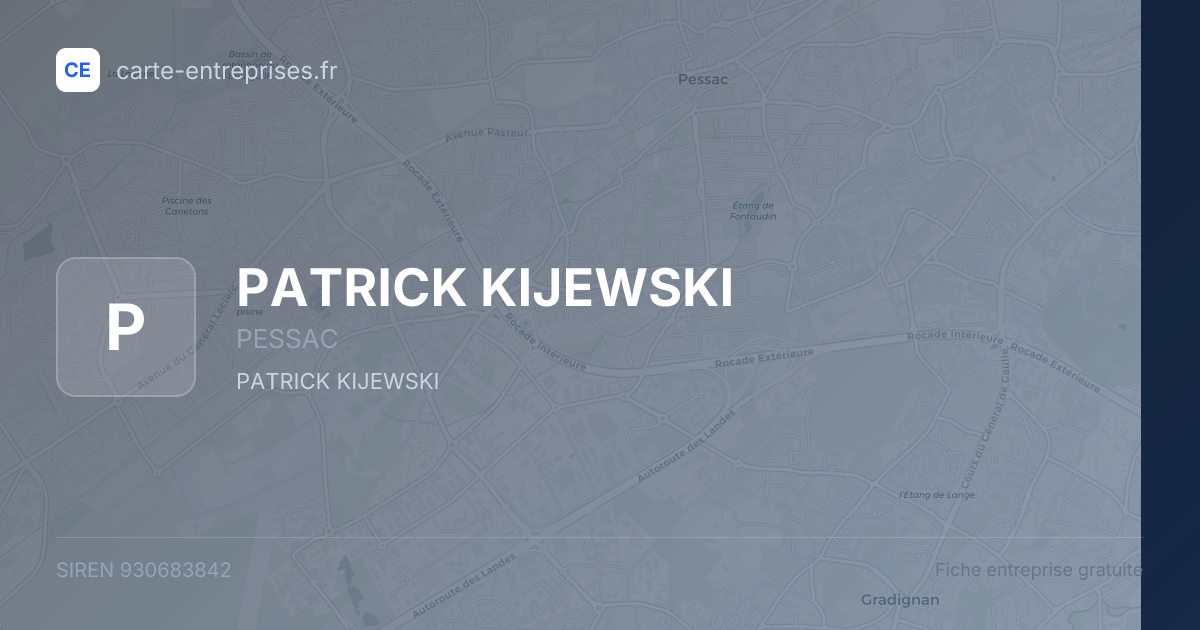 PATRICK KIJEWSKI — 930683842 — fiche entreprise