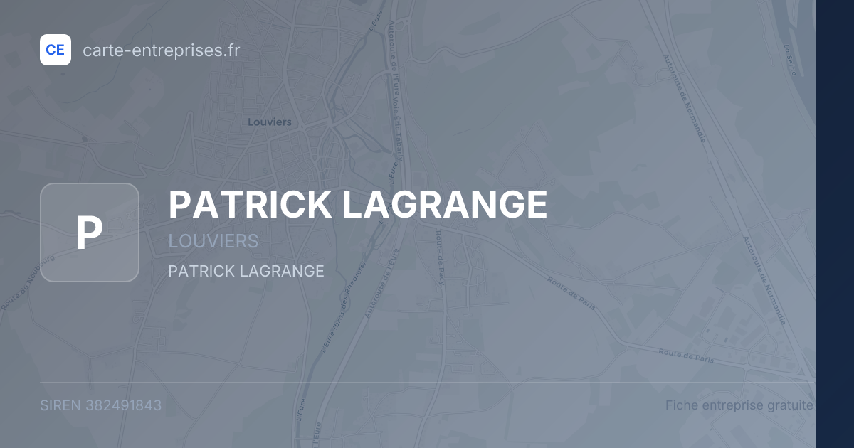 PATRICK LAGRANGE — 382491843 — fiche entreprise