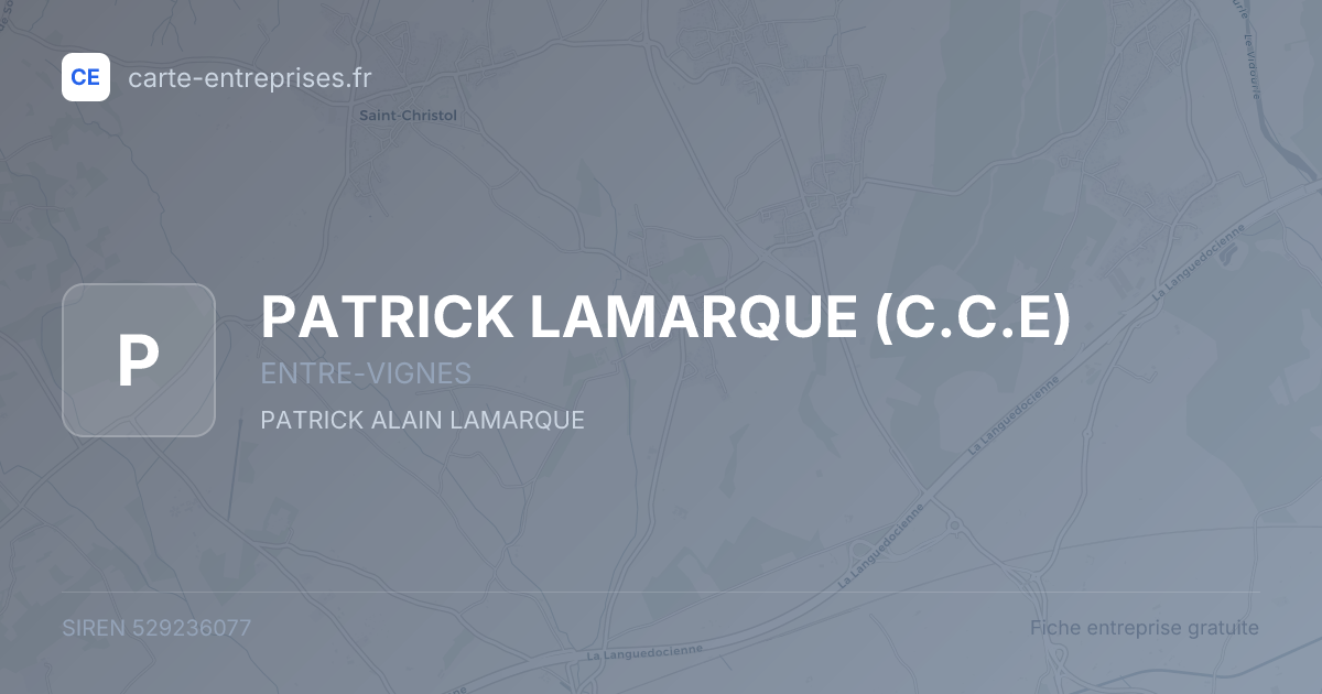 PATRICK LAMARQUE (C.C.E) — 529236077 — fiche entreprise