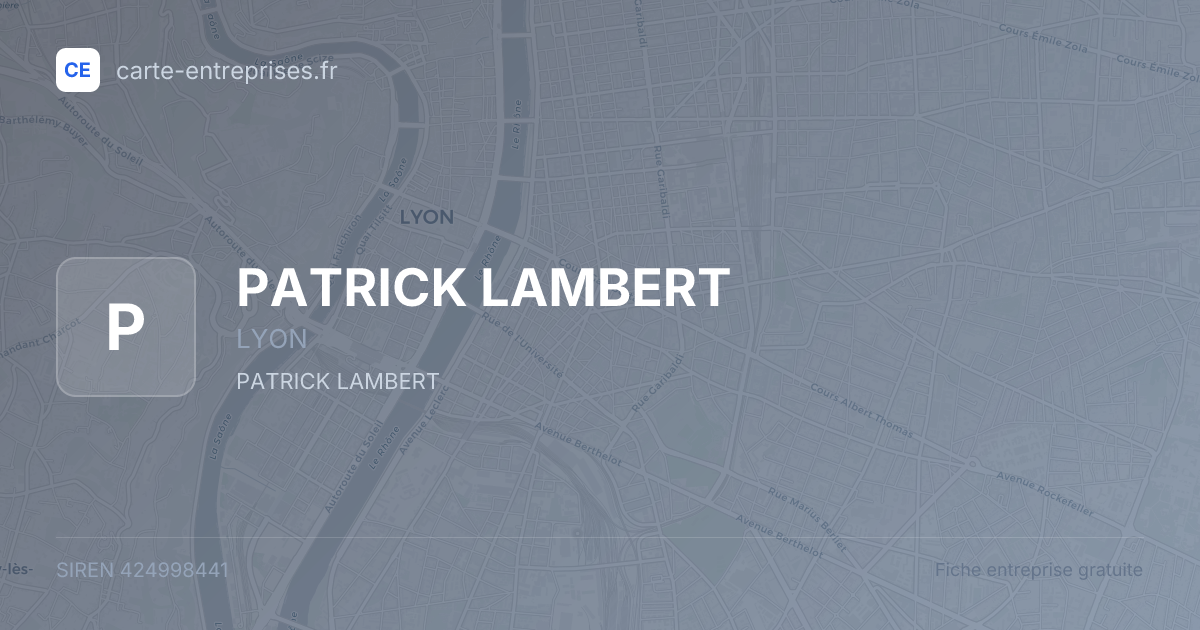 PATRICK LAMBERT — 424998441 — fiche entreprise