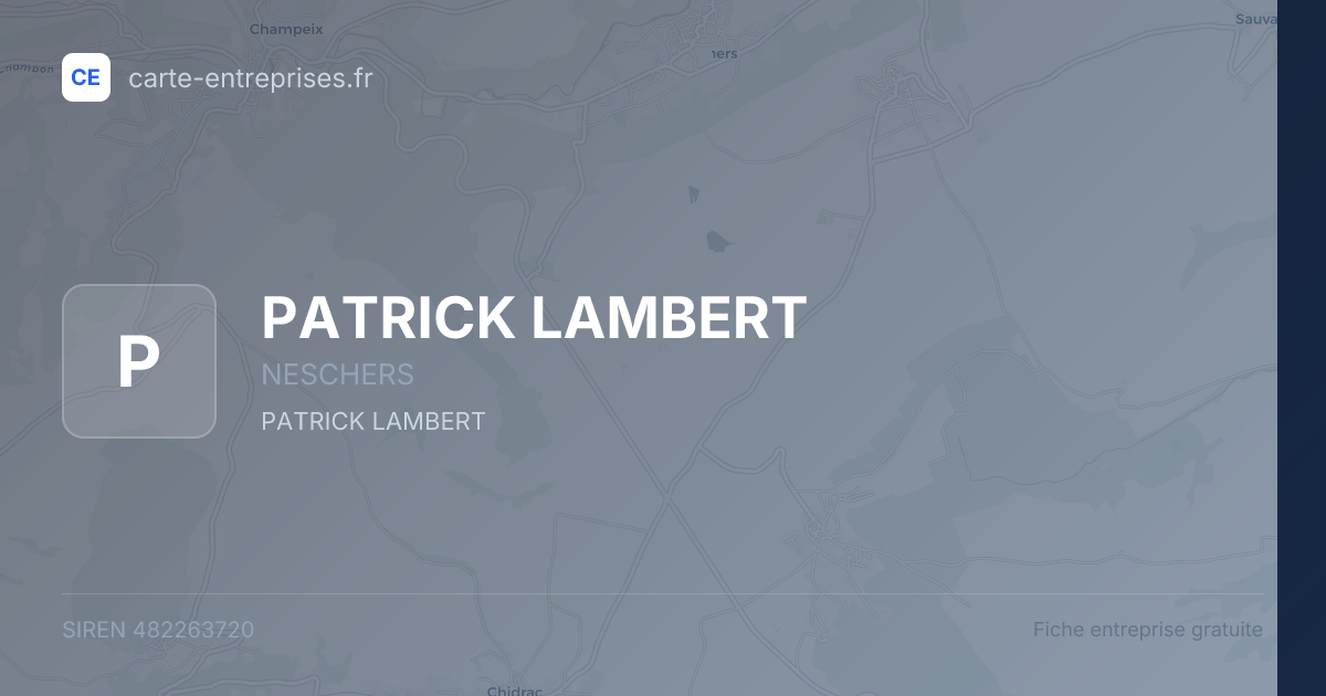 PATRICK LAMBERT — 482263720 — fiche entreprise