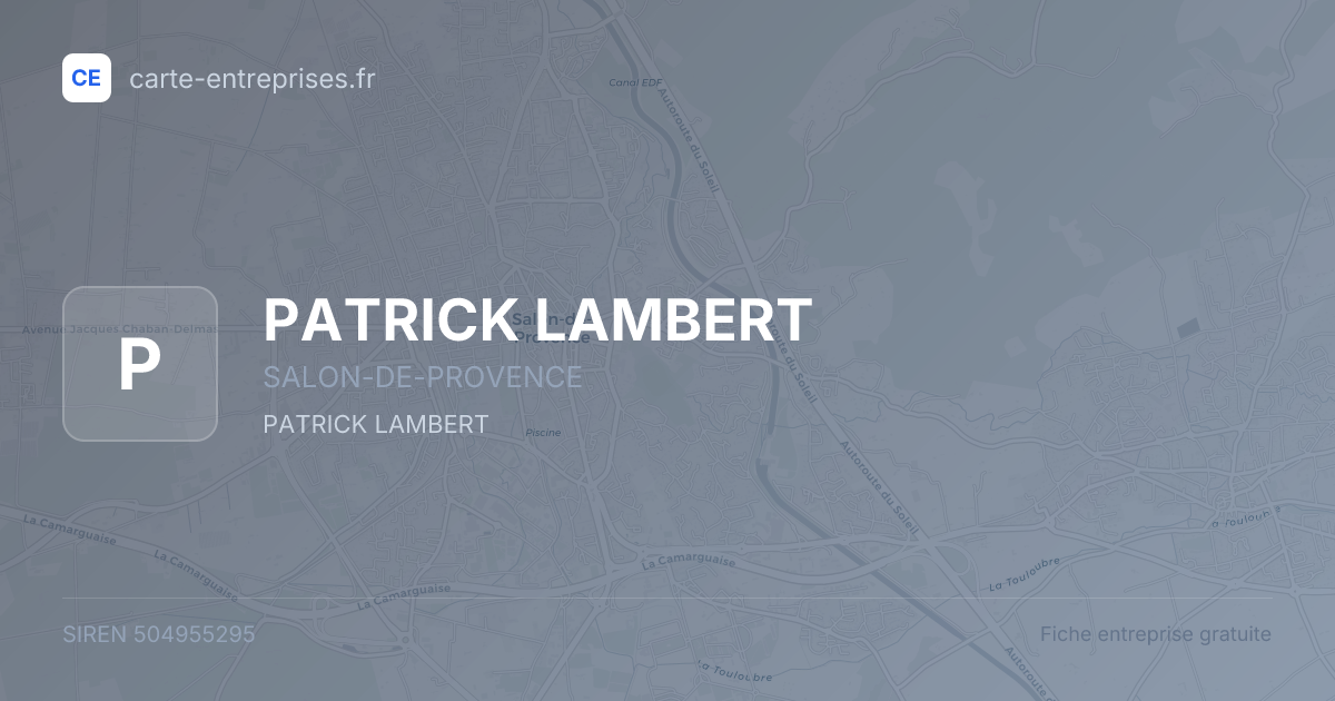 PATRICK LAMBERT — 504955295 — fiche entreprise