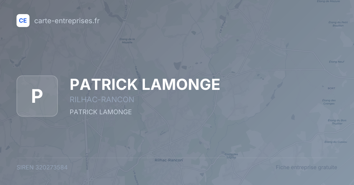 PATRICK LAMONGE — 320273584 — fiche entreprise