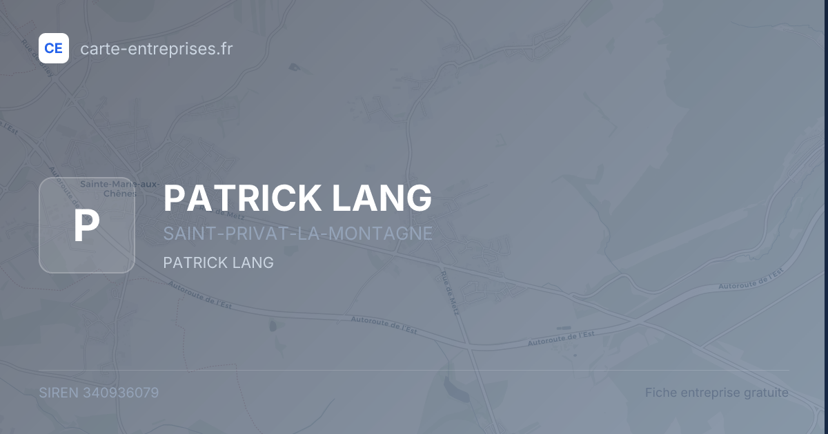 PATRICK LANG — 340936079 — fiche entreprise
