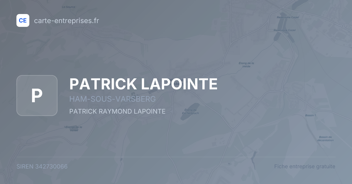 PATRICK LAPOINTE — 342730066 — fiche entreprise