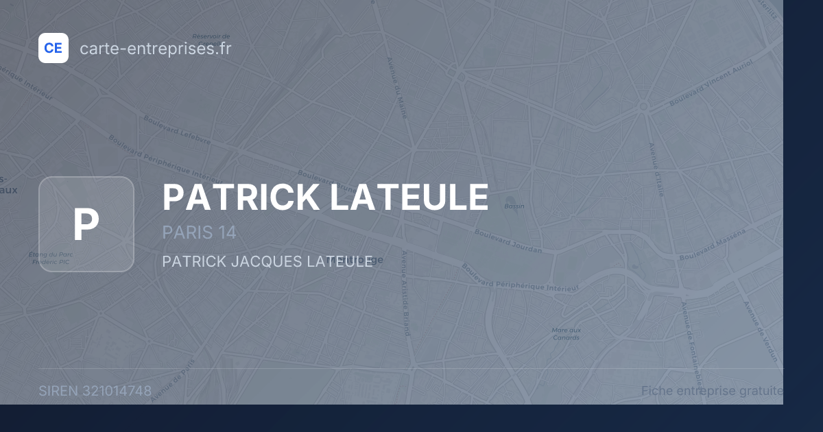 PATRICK LATEULE — 321014748 — fiche entreprise