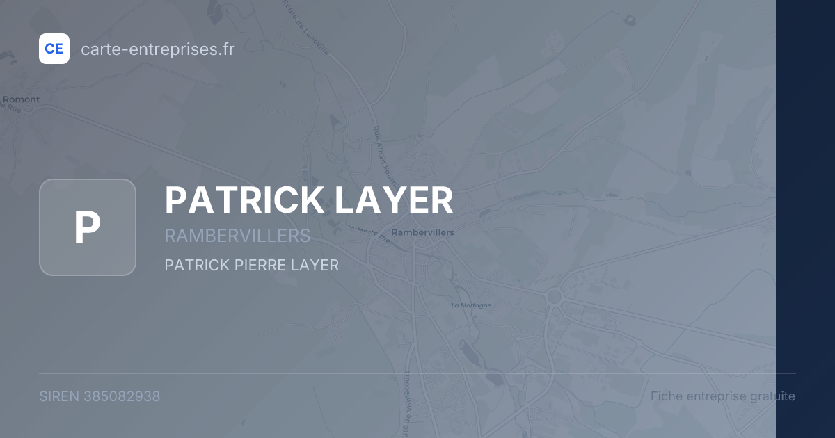 PATRICK LAYER — 385082938 — fiche entreprise