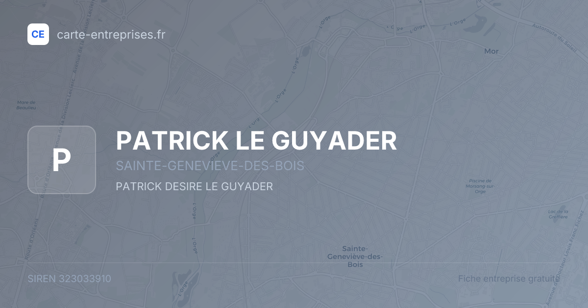 PATRICK LE GUYADER — 323033910 — fiche entreprise