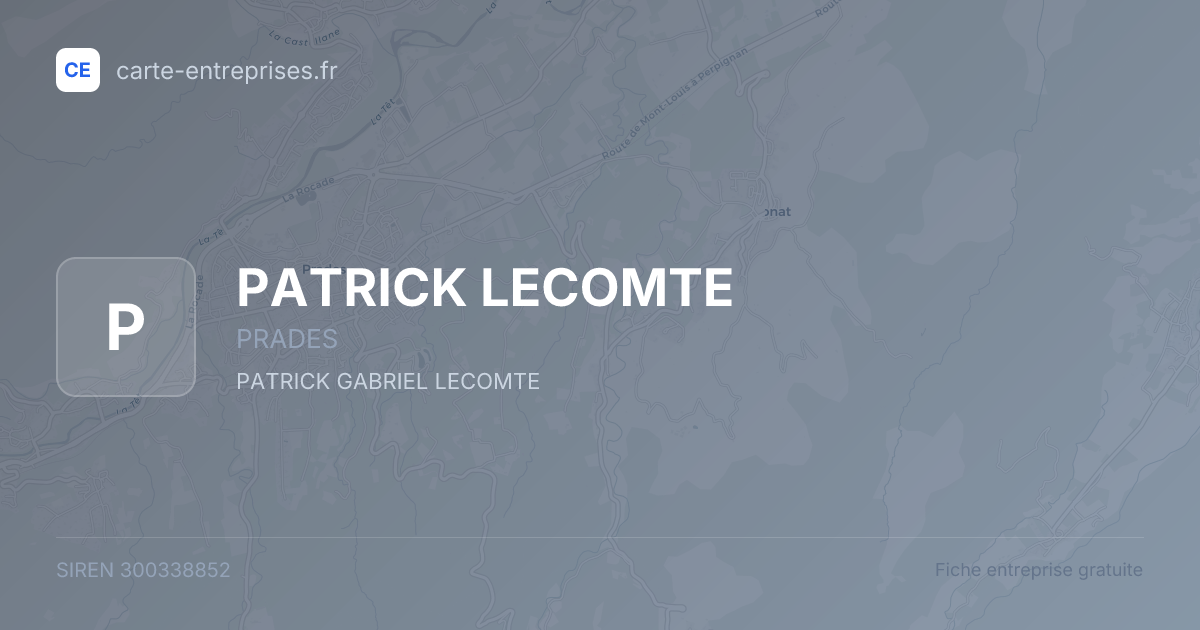 PATRICK LECOMTE — 300338852 — fiche entreprise
