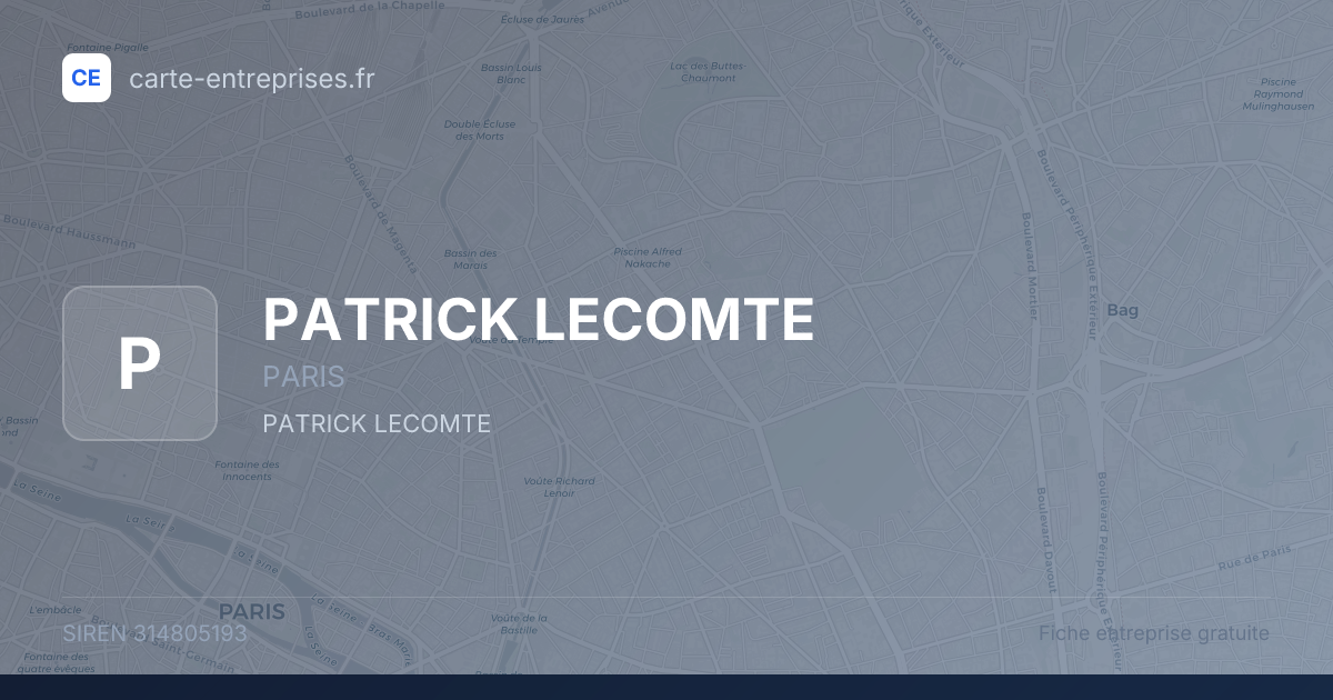PATRICK LECOMTE — 314805193 — fiche entreprise