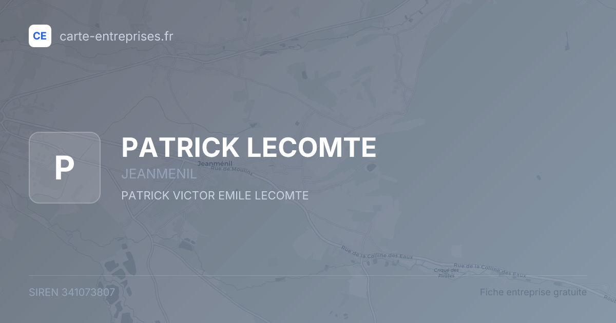 PATRICK LECOMTE — 341073807 — fiche entreprise