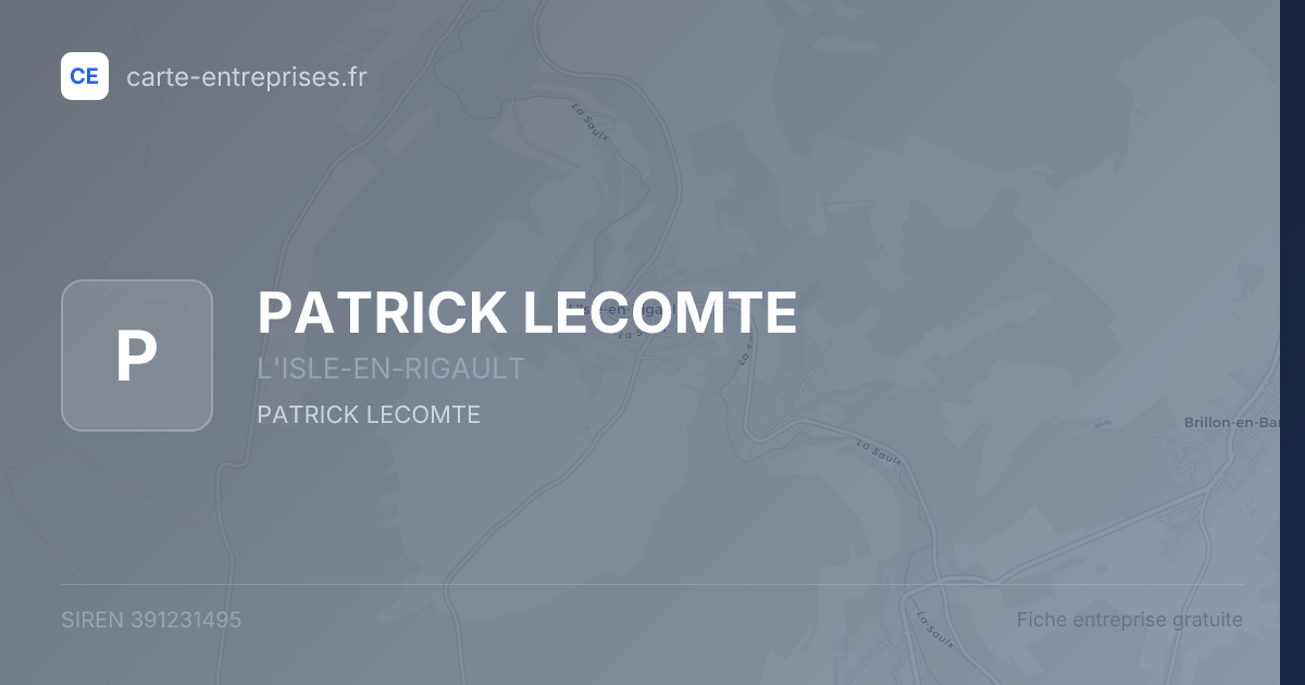 PATRICK LECOMTE — 391231495 — fiche entreprise