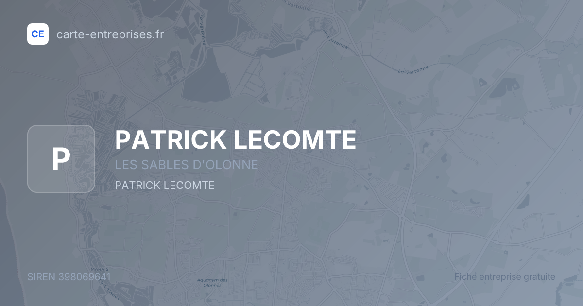 PATRICK LECOMTE — 398069641 — fiche entreprise