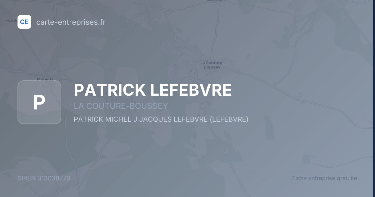 PATRICK LEFEBVRE — 313038770 — fiche entreprise