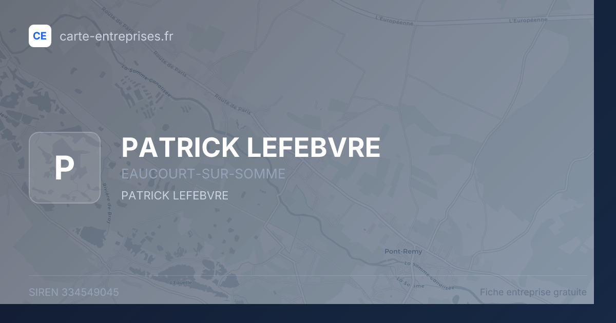 PATRICK LEFEBVRE — 334549045 — fiche entreprise